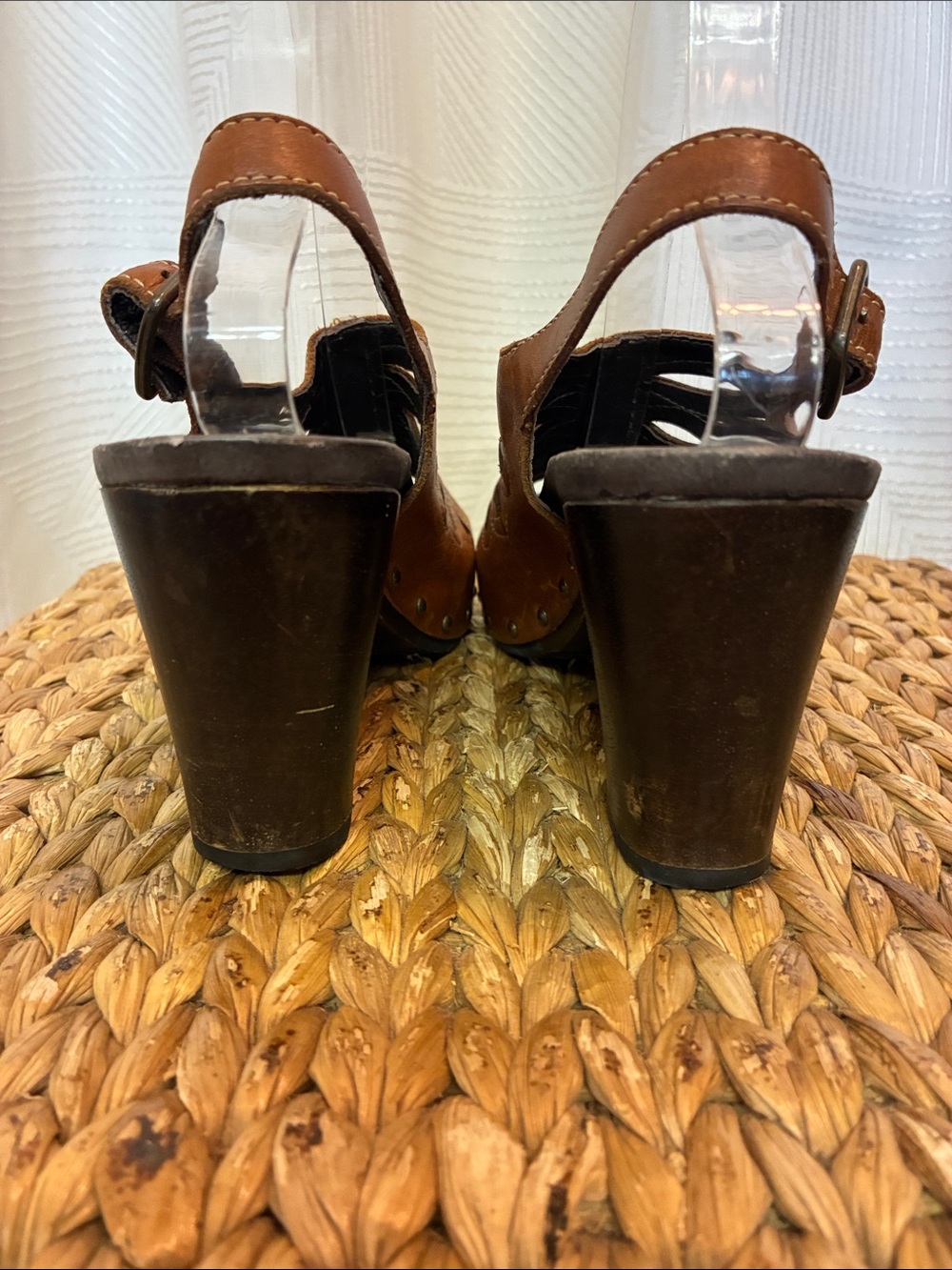 Dansko Cognac Leather Cutout Slingback Clogs with Block Heel - Picture 4 of 8